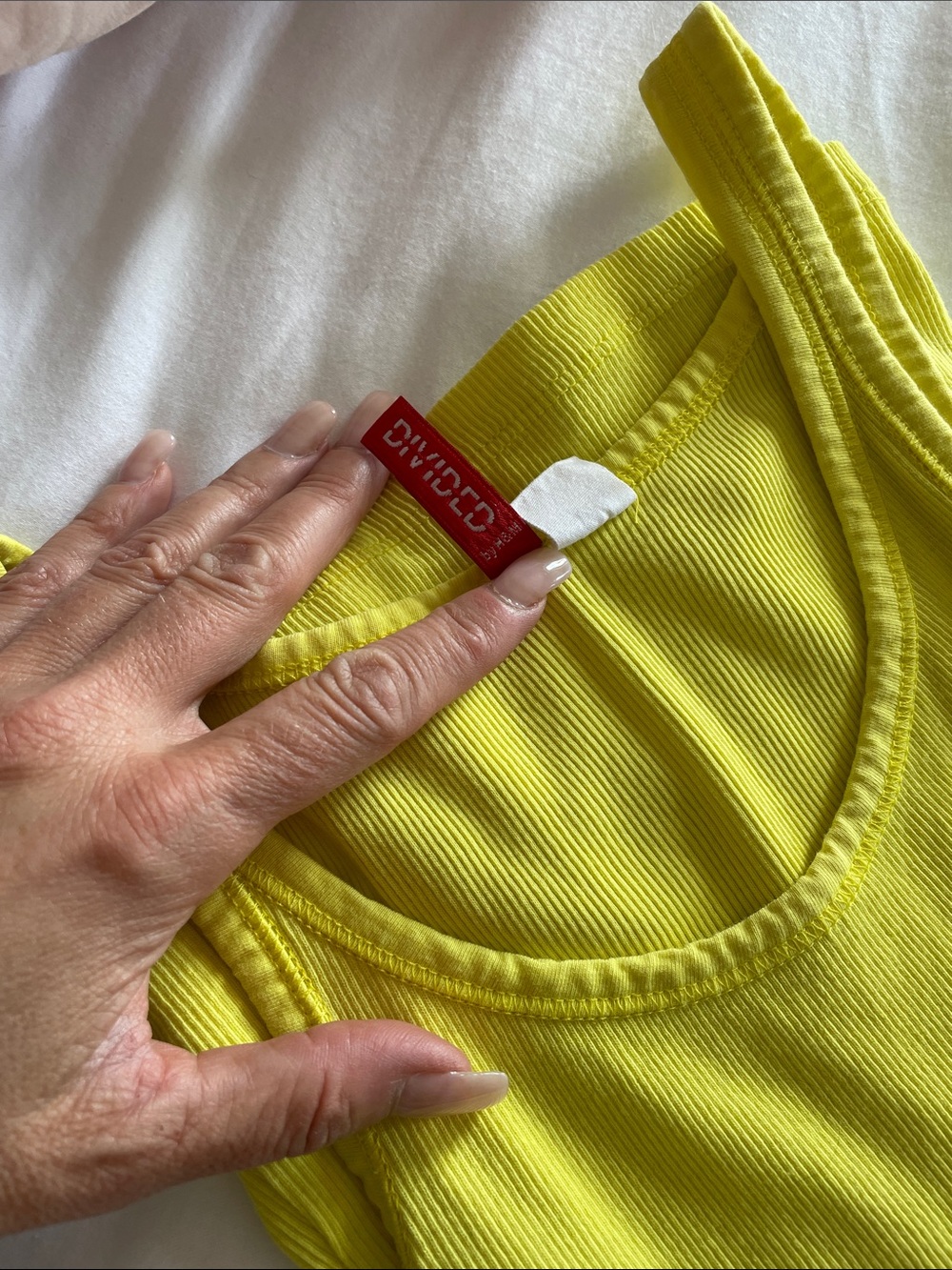 Divided Yellow Ribbed Tank Top, size 4 - Picture 4 of 4